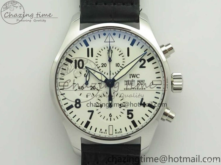 MIROTIME 0213 Pilot Chrono 377725 SS ZF 1:1 Best Edition White Dial on Black Leather Strap A Soft 7183
